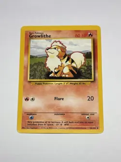 Growlithe 28/102 1999-2000 Vintage WoTC Pokemon Card TCG Base Set Unlimited LP - Image 1