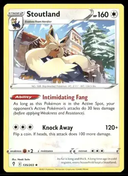 2021 Evolving Skies Set Pokemon Card 135 Stoutland NM - Image 1