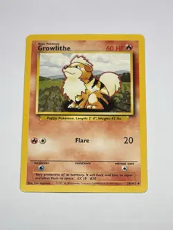 Growlithe 28/102 1999-2000 Vintage WoTC Pokemon Card TCG Base Set Unlimited LP - Image 1