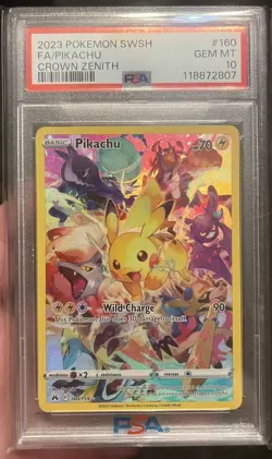 Pokemon Pikachu TCG Card Crown Zenith Holo Secret Rare 160/159 Psa 10 - Image 1