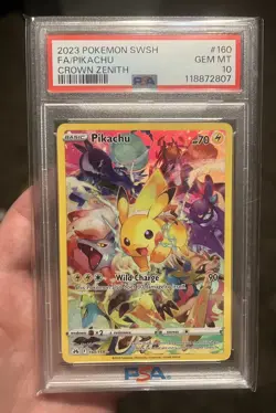 Pokemon Pikachu TCG Card Crown Zenith Holo Secret Rare 160/159 Psa 10 - Image 2