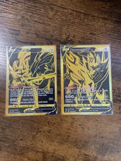 Zacian V SWSH076 + Zamazenta V SWSH077 2 Card Ultra Rare Pokemon Set - NM - Image 1