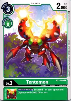 Tentomon BT1-066 Black Uncommon Rookie (Lv3) Digimon CCG Card - Image 1