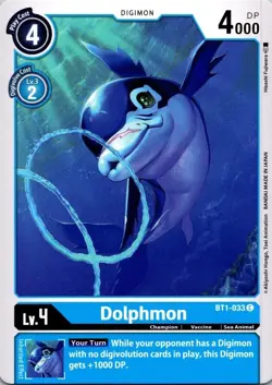 Dolphmon BT1-033 Black Common Champion Digimon CCG Card - Image 1
