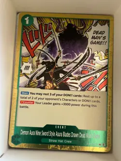 OP12-037 Demon Aura Nine Sword Style Asura Blades English One Piece TCG Card - Image 1