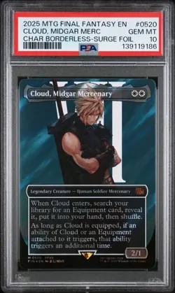 MTG Cloud Midgar Mercenary Final Fantasy CHAR Borderless Surge Foil #0520 PSA 10 - Image 1