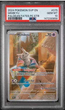 2024 POKEMON PALDEAN FATES POKEMON CENTER ETB PROMO SVP #075 MIMIKYU PSA 10 - Image 1