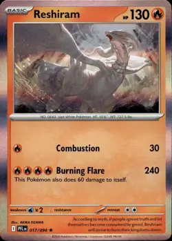 Reshiram 017/094 Rare Phantasmal Flames Pokemon Near Mint - Image 1