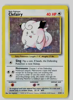 Clefairy 5/102 Rare Base Set Unlimited Pokemon Holo HP - Image 1