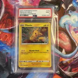 Pokemon Pikachu Holiday Calendar Holo Promo SWSH153 PSA 9 Mint - Image 1