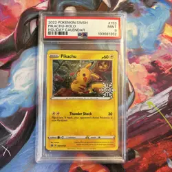 Pokemon Pikachu Holiday Calendar Holo Promo SWSH153 PSA 9 Mint - Image 2