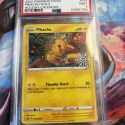 Pokemon Pikachu Holiday Calendar Holo Promo SWSH153 PSA 9 Mint - Image 5