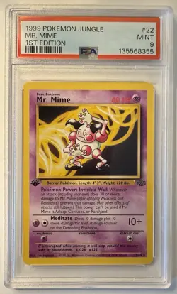 Pokemon TCG 1999 Jungle Mr. Mime 1st Edition Rare 22/64 PSA 9 EN - Image 1