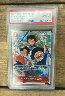 2025 One Piece OP13 EN Alternate Art #007 Ace & Sabo & Luffy PSA 10 - Image 1
