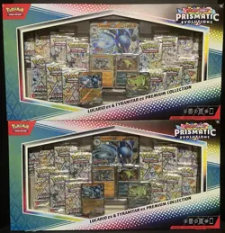 POKEMON PRISMATIC EVOLUTIONS LUCARIO & TYRANITAR PREMIUM COLLECTION LOT OF 2! - Image 1