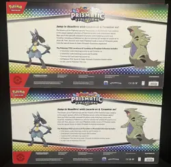 POKEMON PRISMATIC EVOLUTIONS LUCARIO & TYRANITAR PREMIUM COLLECTION LOT OF 2! - Image 2