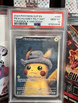 Pokemon Pikachu with Grey Felt Hat Van Gogh Full Art Promo SVP EN 085 PSA 10 - Image 1