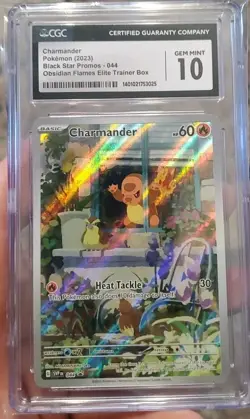 Pokemon TCG Gem Mint 10 CGC Charmander 044 Holo Obsidian Flames Promo Card - Image 1