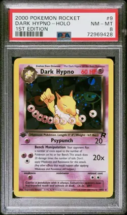 2000 POKEMON ROCKET #9 DARK HYPNO-HOLO 1ST EDITION PSA 8 - Image 1