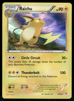 2016 Pokemon Raichu Holo Rare Generations 27/83 Holo HP - Image 1