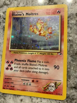 Pokemon TCG Blaine's Moltres Gym Heroes Holo Card 1/132 Unlimited Rare - Image 1