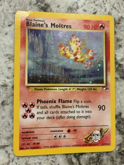 Pokemon TCG Blaine's Moltres Gym Heroes Holo Card 1/132 Unlimited Rare - Image 5