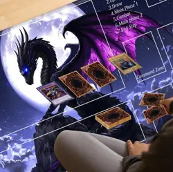 Dragon Playmat 24"x14" MTG Commander TCG Card Mat Fierce Dragon Under The Moon - Image 2