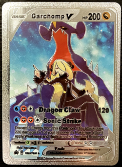 Garchomp V Silver Foil Fan Art Vinyl Collector Pokemon Card Costumed - Image 1