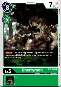 Cherrymon BT2-048 Green Uncommon Ultimate Digimon CCG Card - Image 1