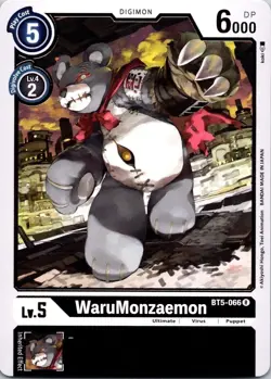 WaruMonzaemon BT5-066 Black Rare Ultimate (Lv5) Digimon CCG Card NM Pack Fresh - Image 1
