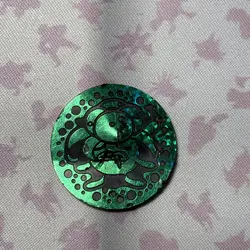 RARE Vintage Pokemon Pokemon card game Gloom Green Plastic Coin Japanese Damaged - Image 3