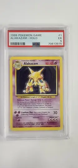 PSA 5 Pokemon Card: Alakazam 1/102 Base Set Holo - Image 1