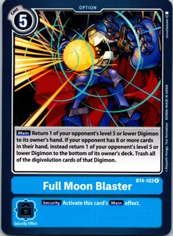 Full Moon Blaster BT4-103 Blue Rare Option Digimon CCG Card NM Pack Fresh - Image 1