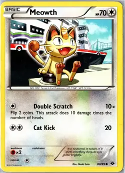 Pokemon Card - Meowth 80/99 Next Destinies 2012 Common Moderately Played - Image 1