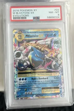 GRADED PSA 8 2016 Pokemon XY M Blastoise Ex Evolutions #22 - Image 1