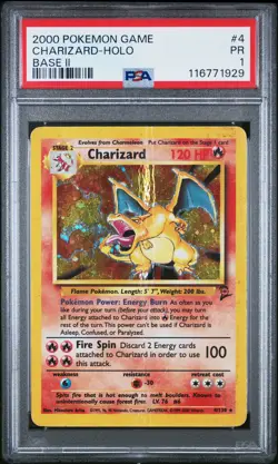 2000 POKEMON BASE SET 2 #4 CHARIZARD-HOLO PSA 1 - Image 1