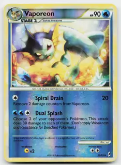 Vaporeon 52/95 Uncommon Call of Legends Pokemon Reverse Holo Near Mint - Image 1