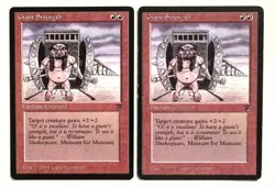 MISPRINT ALERT: Shifted print layer 2x Giant Strength Legends Magic MTG - Image 1