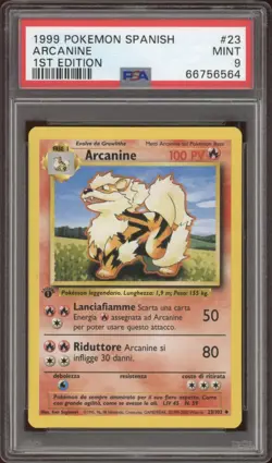 1999 Pokemon SPANISH 1st Edition Base Set Arcanine 23/102 PSA 9 MINT - Image 1