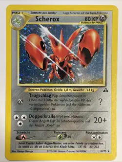 Pokemon TCG vintage Scizor Neo Discovery 10/75 Holo Rare German Scherox LP 2001 - Image 1