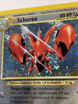 Pokemon TCG vintage Scizor Neo Discovery 10/75 Holo Rare German Scherox LP 2001 - Image 2