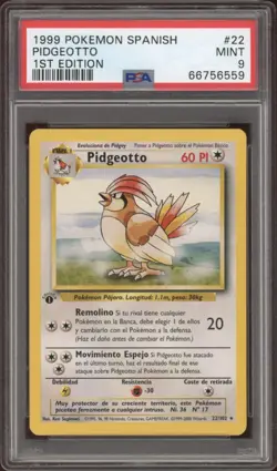 1999 Pokemon SPANISH 1st Edition Base Set Pidgeotto 22/102 PSA 9 MINT - Image 1