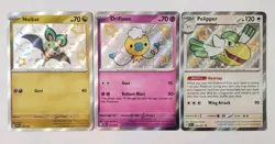 Pokemon Paldean Fates Shiny Rare Lot Noibat 194/091, Drifloon 155/091 & Pelipper - Image 1