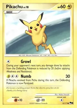 Pikachu 15/17 Common POP Series 9 Pokemon Lightly Played - Image 1