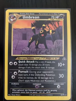2001 Pokemon Card Neo Discovery Umbreon 32/75 Non Holo WOTC LP - Image 1