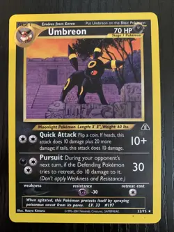 2001 Pokemon Card Neo Discovery Umbreon 32/75 Non Holo WOTC LP - Image 2