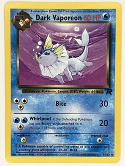 Dark Vaporeon LP Unlimited 45/82 Team Rocket Pokemon TCG Regular - Image 1