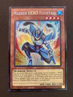 Masked HERO Fountain BLGG-EN029 Secret Rare 1st Edition Near Mint Yugioh - Image 1