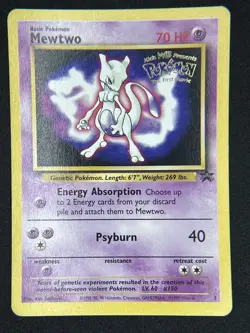 1999 TCG Pokemon #3 Mewtwo Movie Promo Gold Foil Stamp LP - Image 3