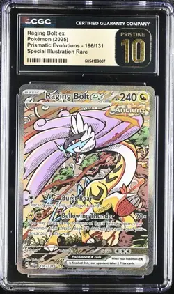 2025 Pokemon SV Prismatic Evolutions Raging Bolt ex #166/131 CGC Pristine 10 - Image 1